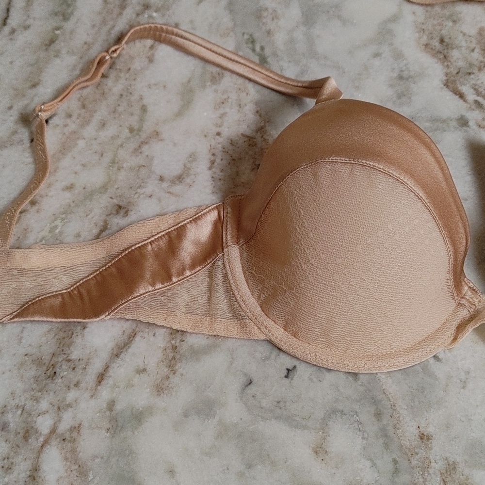 Noelle Wolf 32B Bond Demi Cup Silk-Blend Spacer Bra in Nude